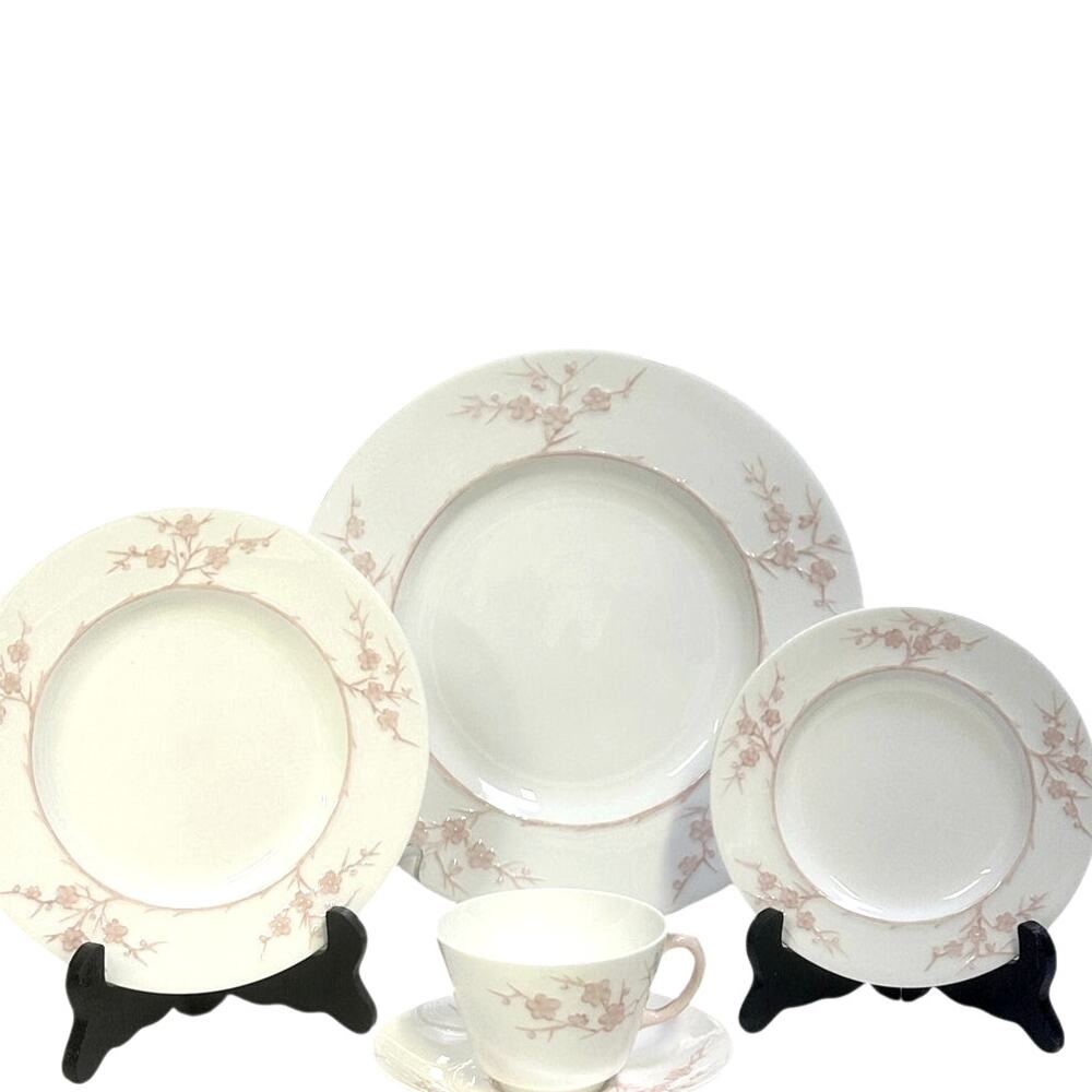 Spode Retired 1962-1964 'Geisha' Light Pink 5-Piece Place Setting-Rare-Excellent - Picture 4 of 10
